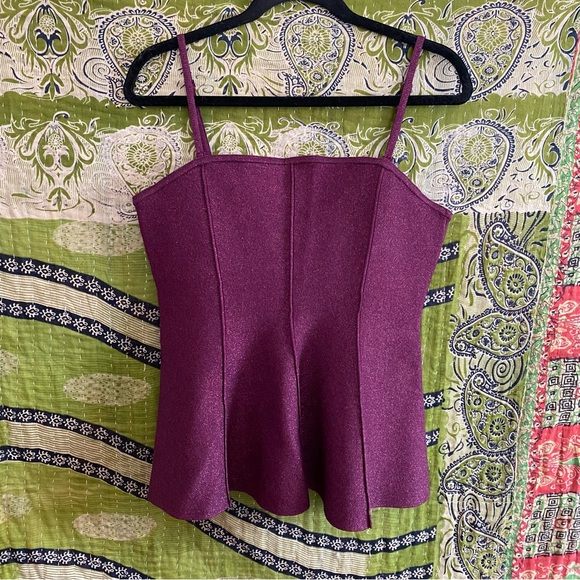 NWOT Anthropologie Purple Hourglass Sparkly Sweater Tank Top Size Medium - Picture 2 of 14